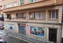 Cutre cables en Hostafrancs , en el barrio de Sants en Barcelona